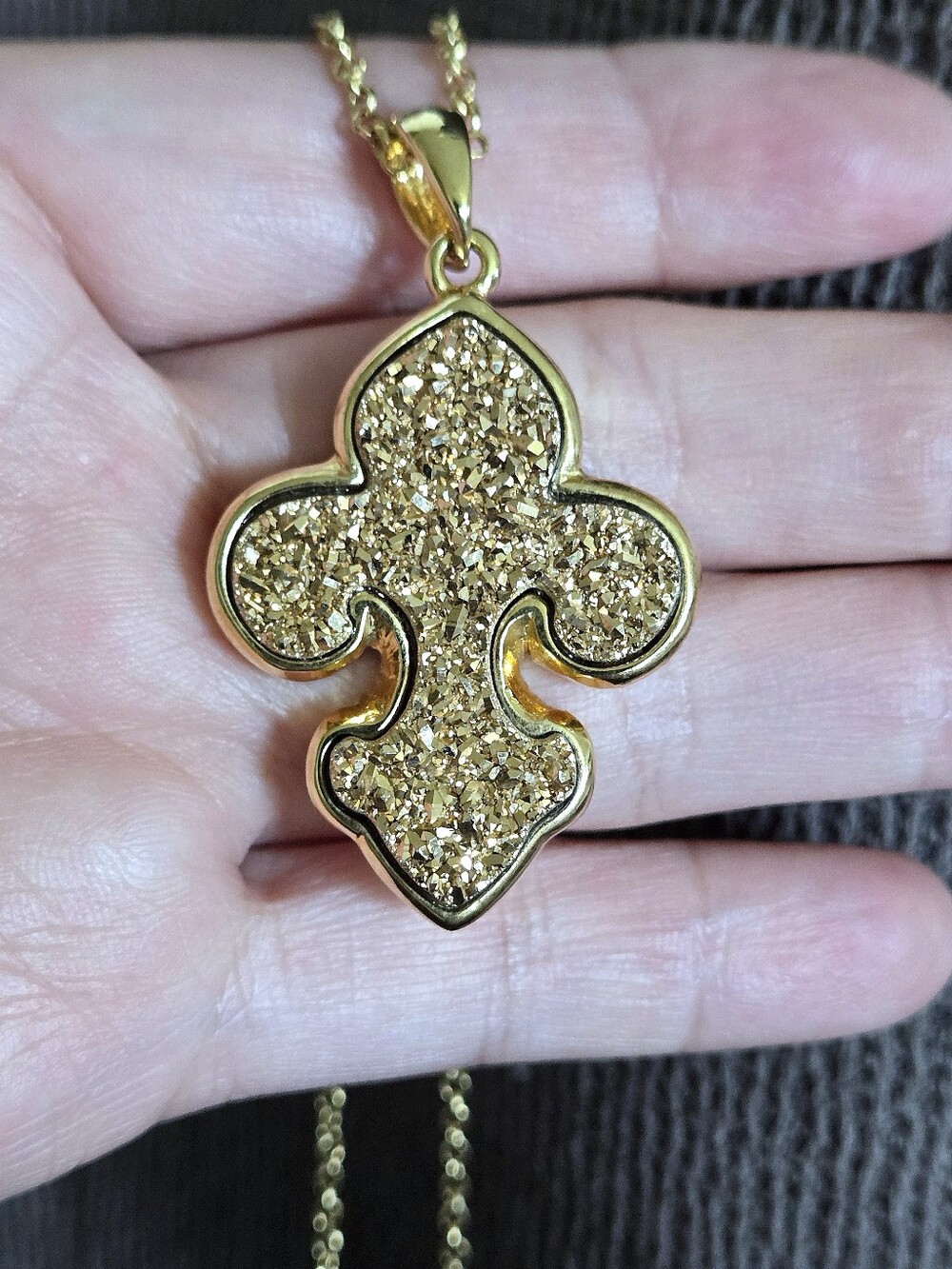 Marcia Moran Long Necklace with Druzy Fleur De Lis⚜️ Pendant - Picture 13 of 16